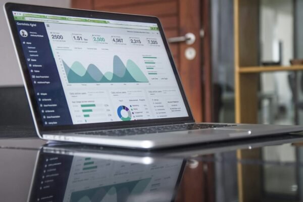 Email marketing analytics dashboard on a laptop